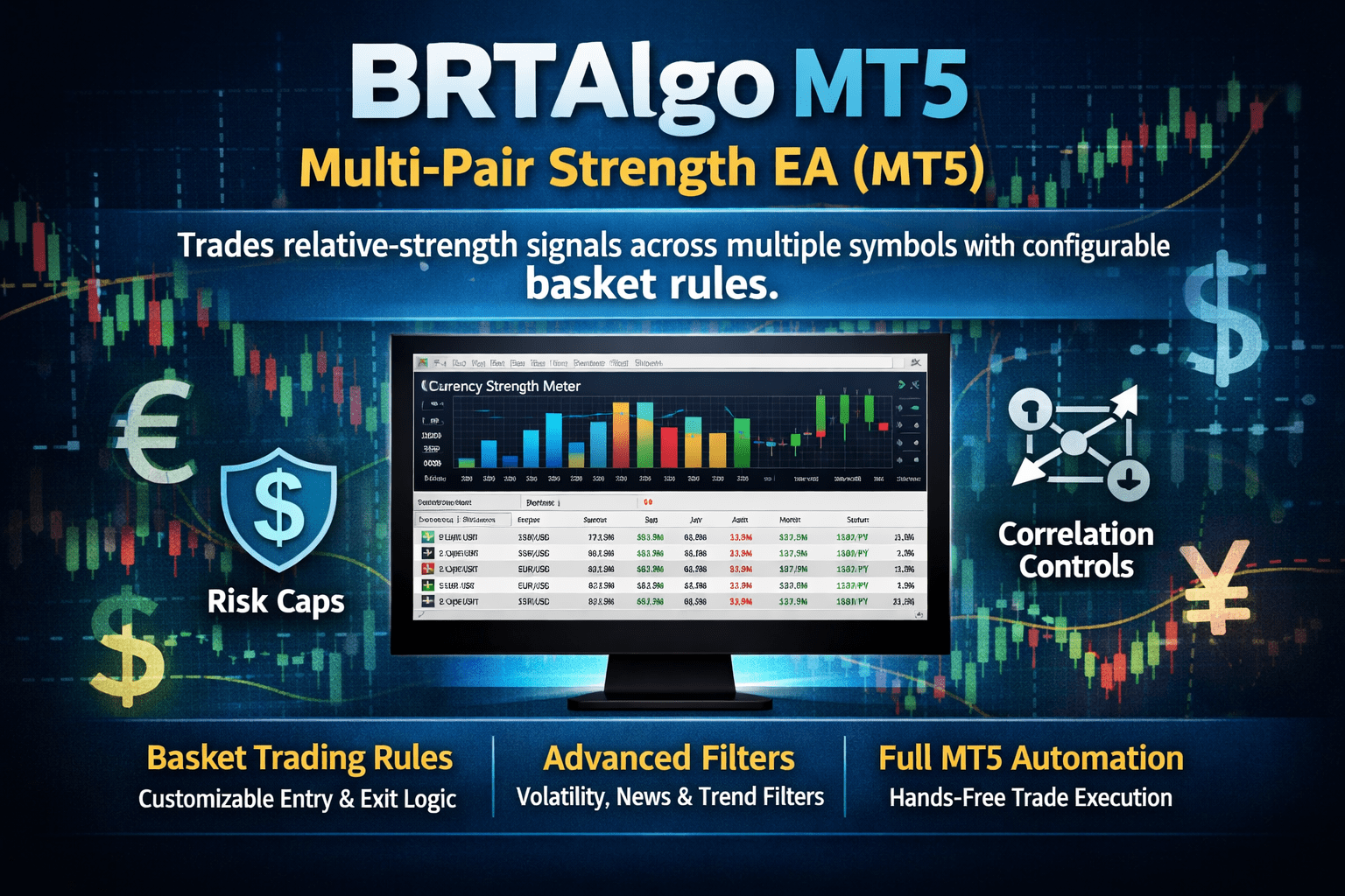BRTAlgo MT5 Multi‑Pair Strength EA (MT5) - Brtalgo MT5 trading tool by BRT Algo