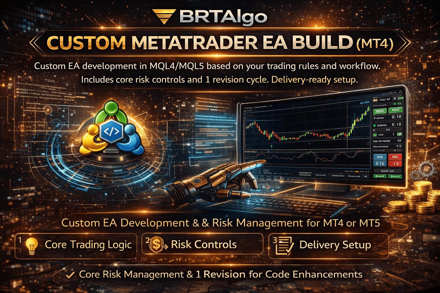 BRTAlgo Custom MetaTrader EA Build (MT4 or MT5) - Brtalgo MT5 trading tool by BRT Algo