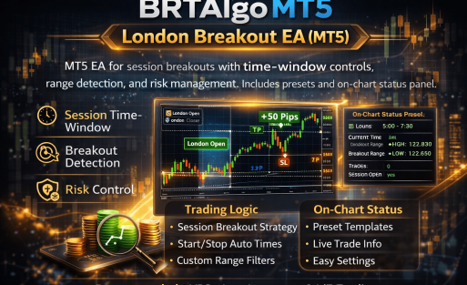 BRTAlgo MT5 London Breakout EA (MT5) - Brtalgo MT5 trading tool by BRT Algo
