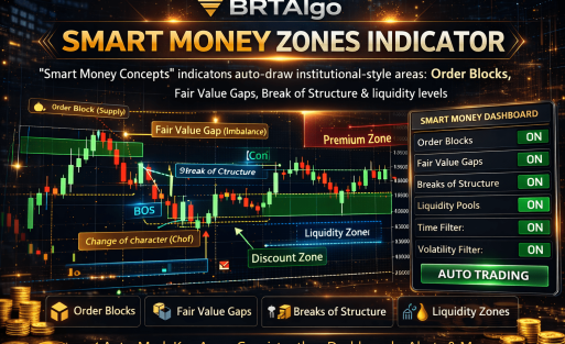 BRTAlgo Smart Money Zones Indicator (MT4) - Brtalgo MT4 trading tool by BRT Algo