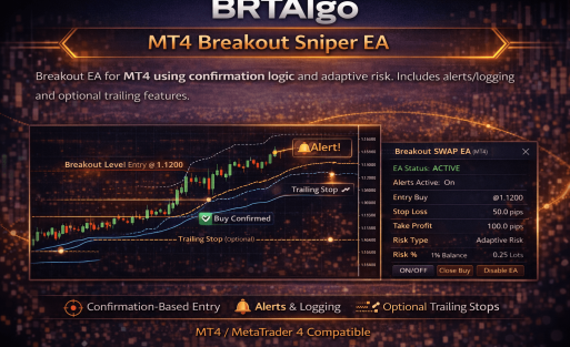 BRTAlgo MT4 Breakout Sniper EA - Brtalgo MT4 trading tool by BRT Algo