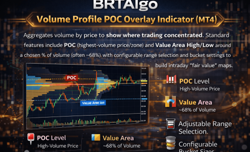 BRTAlgo Volume Profile POC Overlay Indicator (MT4) - Brtalgo MT4 trading tool by BRT Algo