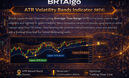 BRTAlgo ATR Volatility Bands Indicator (MT4) - Brtalgo MT4 trading tool by BRT Algo